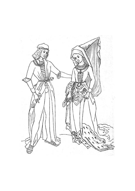 Bilde å fargelegge Maria fra Burgund og Maximilian