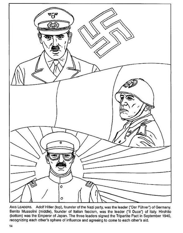 Bilde å fargelegge Marshall 19, Hitler, Mussolini, Hirohito