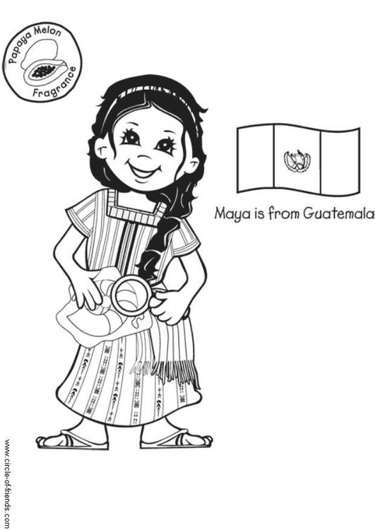 Maya fra Guatemala med flagg