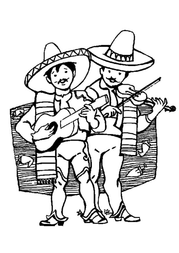Bilde å fargelegge meksikanske musikanter