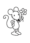 Fargeleggingsbilde mus med blomster