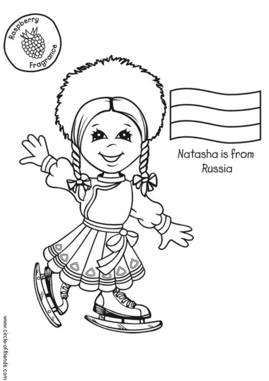 Bilde å fargelegge Natasha med russisk flagg
