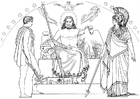 Bilder � fargelegge Odyssé - Hermes, Zeus og Athena