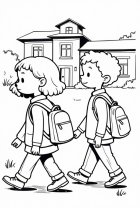 Fargeleggingsbilde pÃ¥ vei til skolen