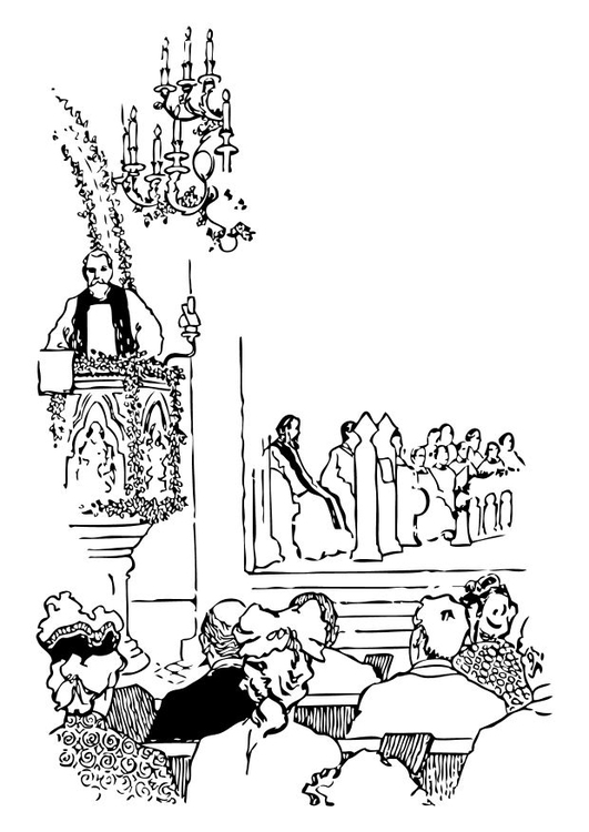 Bilde å fargelegge prest i prekestol