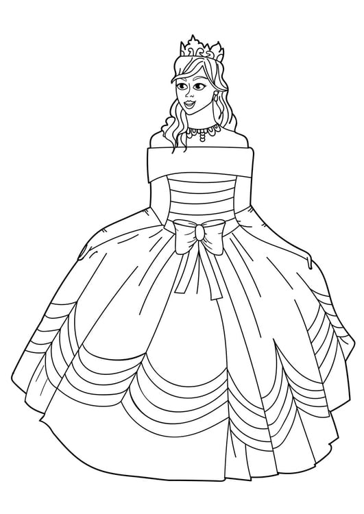 Bilde å fargelegge prinsesse med kjole