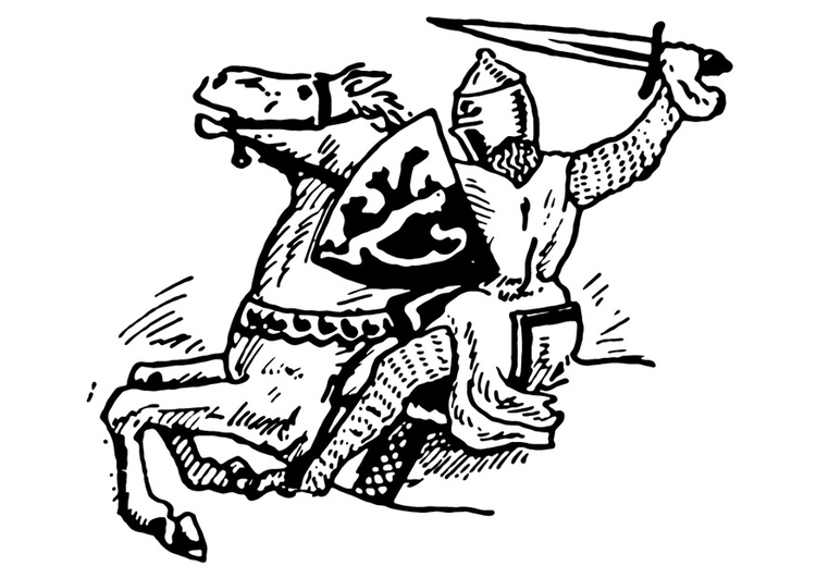 Bilde å fargelegge ridder angriper