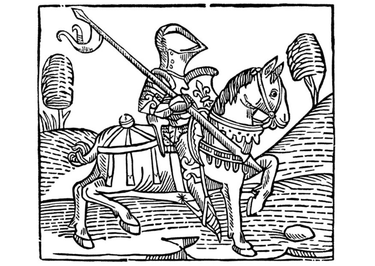 Bilde å fargelegge ridder til hest