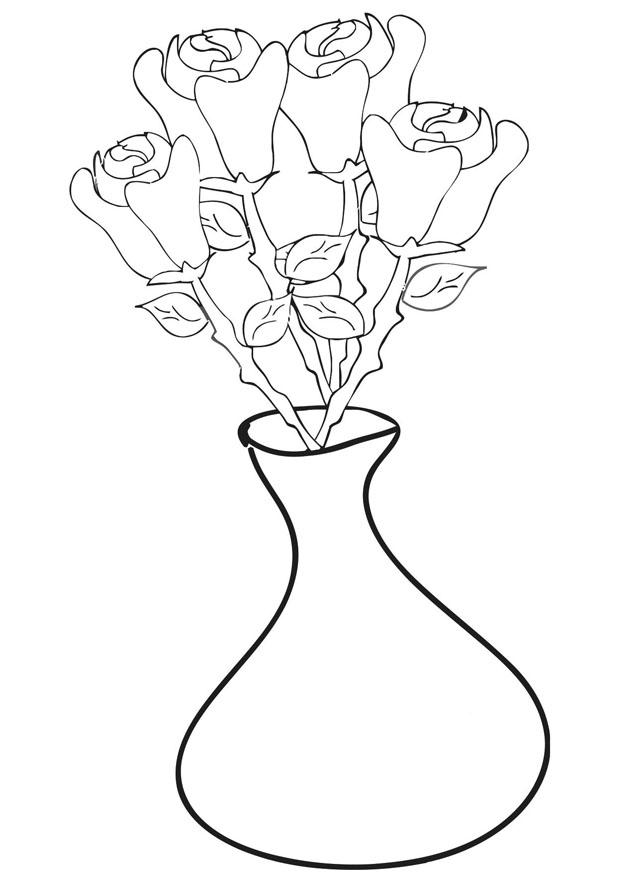 Bilde å fargelegge roser i en vase
