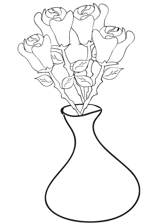 Bilde å fargelegge roser i vasen