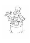 snømann med fugl