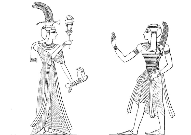 Bilde å fargelegge sÃ¸nn og datter av Ramses II