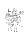 Bilde å fargelegge St. Nikolaus pÃ¥ sin hest