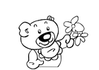 Fargeleggingsbilde teddybjørn med blomster