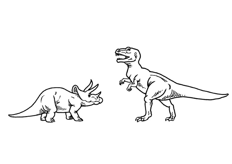 Bilde å fargelegge triceratops og T-rex