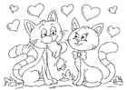 Bilde å fargelegge Valentinsdag katter