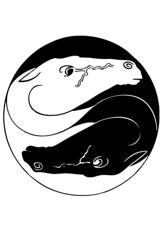 Bilde å fargelegge ying yang hester