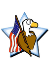 Det amerikanske flagget med en ørn