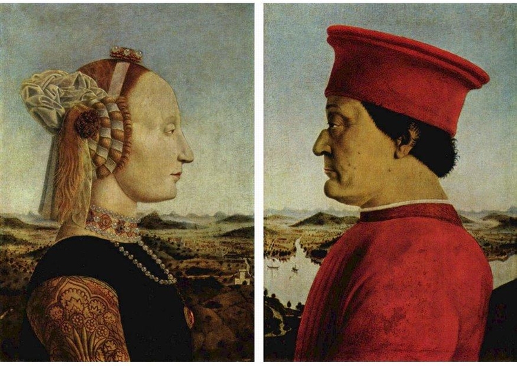 bilde Federico da Montefeltro og hans hustru Battista Sforza