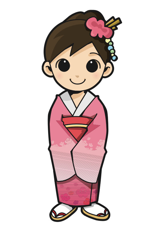 bilde jente i kimono