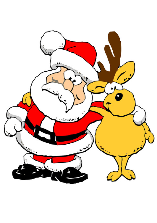 bilde julenissen med et reinsdyr