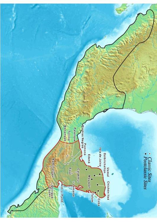 kart over Mayasivilisasjonen