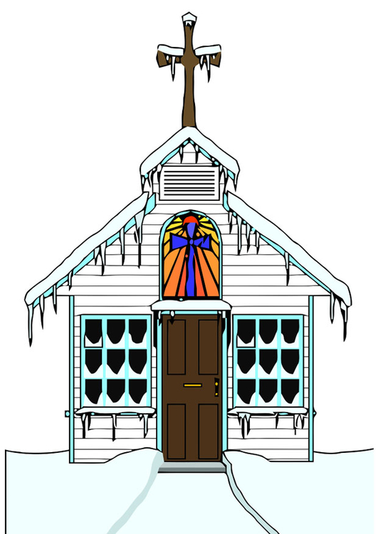 bilde kirke om vinteren