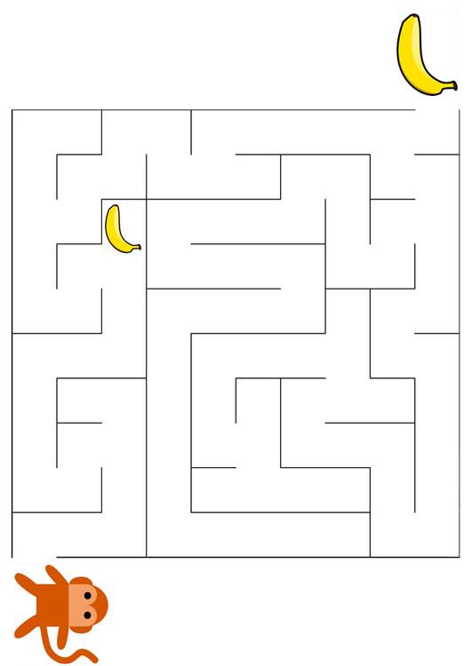 labyrint - apekatt og banan