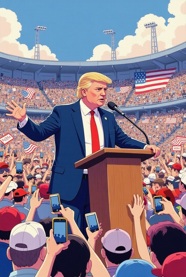 bilde president trump på møte
