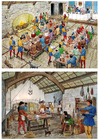 bilder slottet: spisesal og kjøkken fra middelalderen