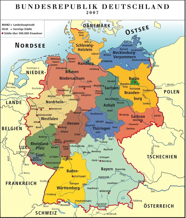 bilde Tyskland - politisk kart RFA 2007