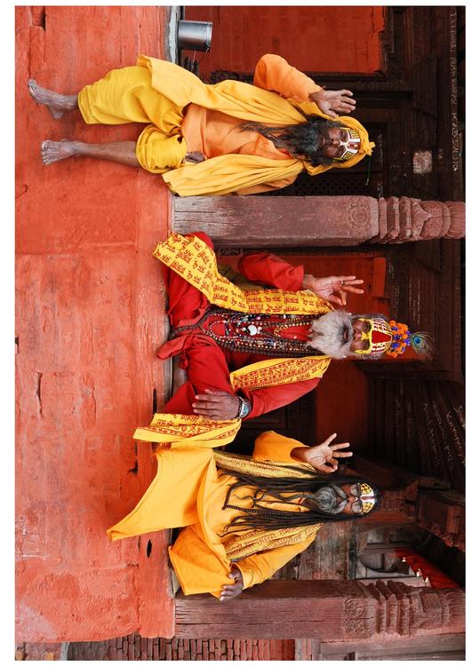 3 saduer (indiske hellige menn) i Nepal