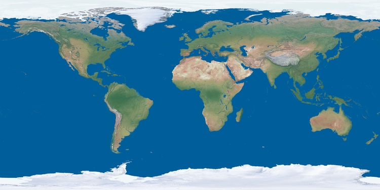 Foto verdenskart uten skyer