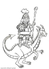 Bilde å fargelegge ridder pÃ¥ en drage