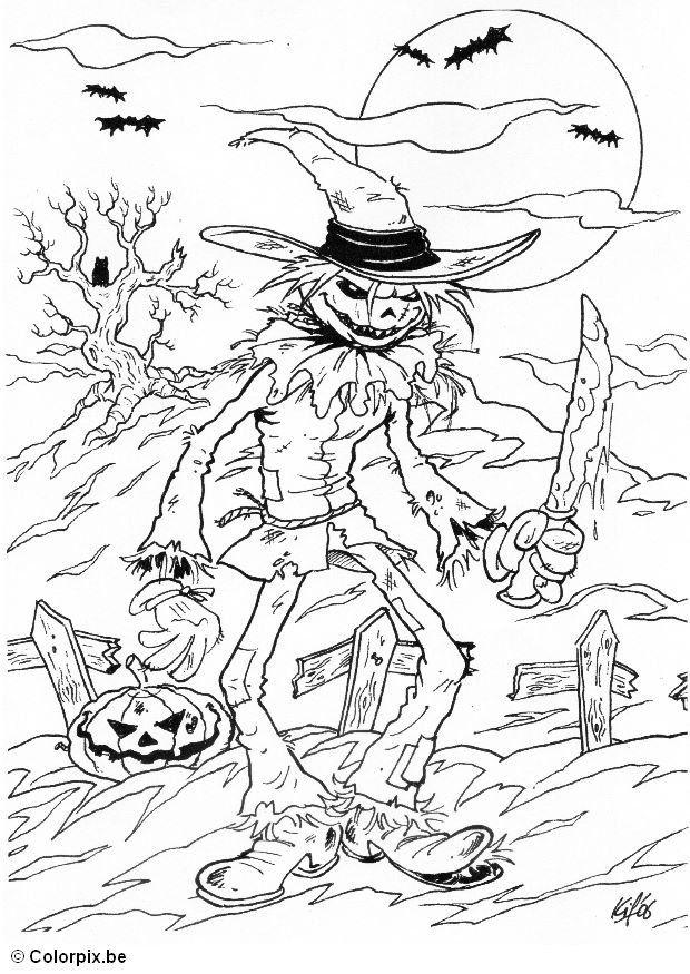 Fargeleggingsbilde 01 halloween heks