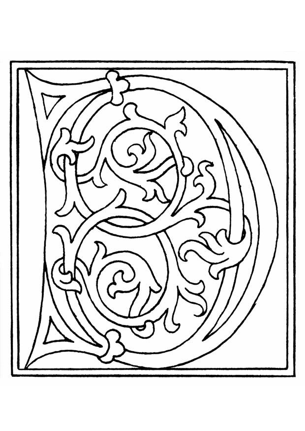 01a. alfabet d Fargeleggingsbilde 01a. alfabet d