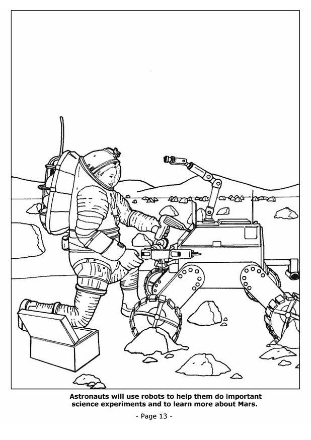 Fargeleggingsbilde 13 - roboter i verdensrommet
