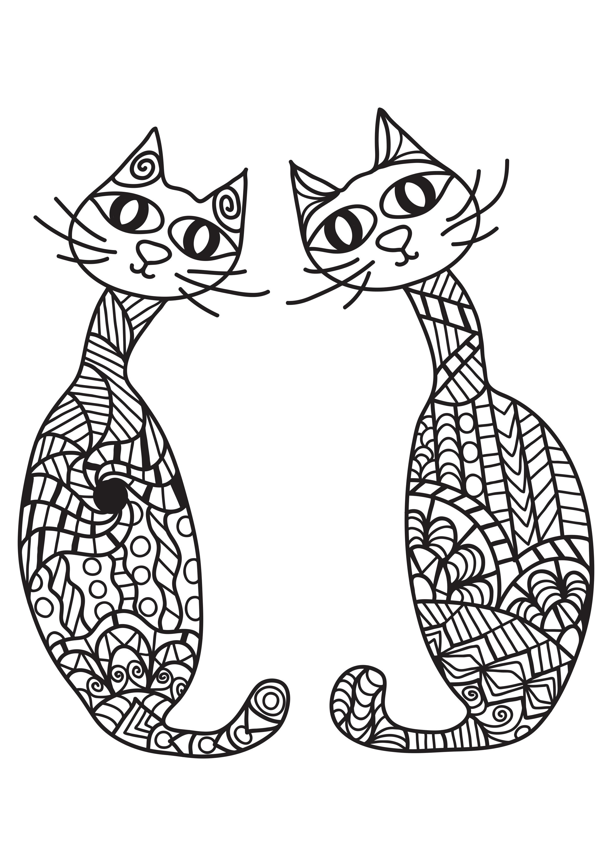 Fargeleggingsbilde 2 katter