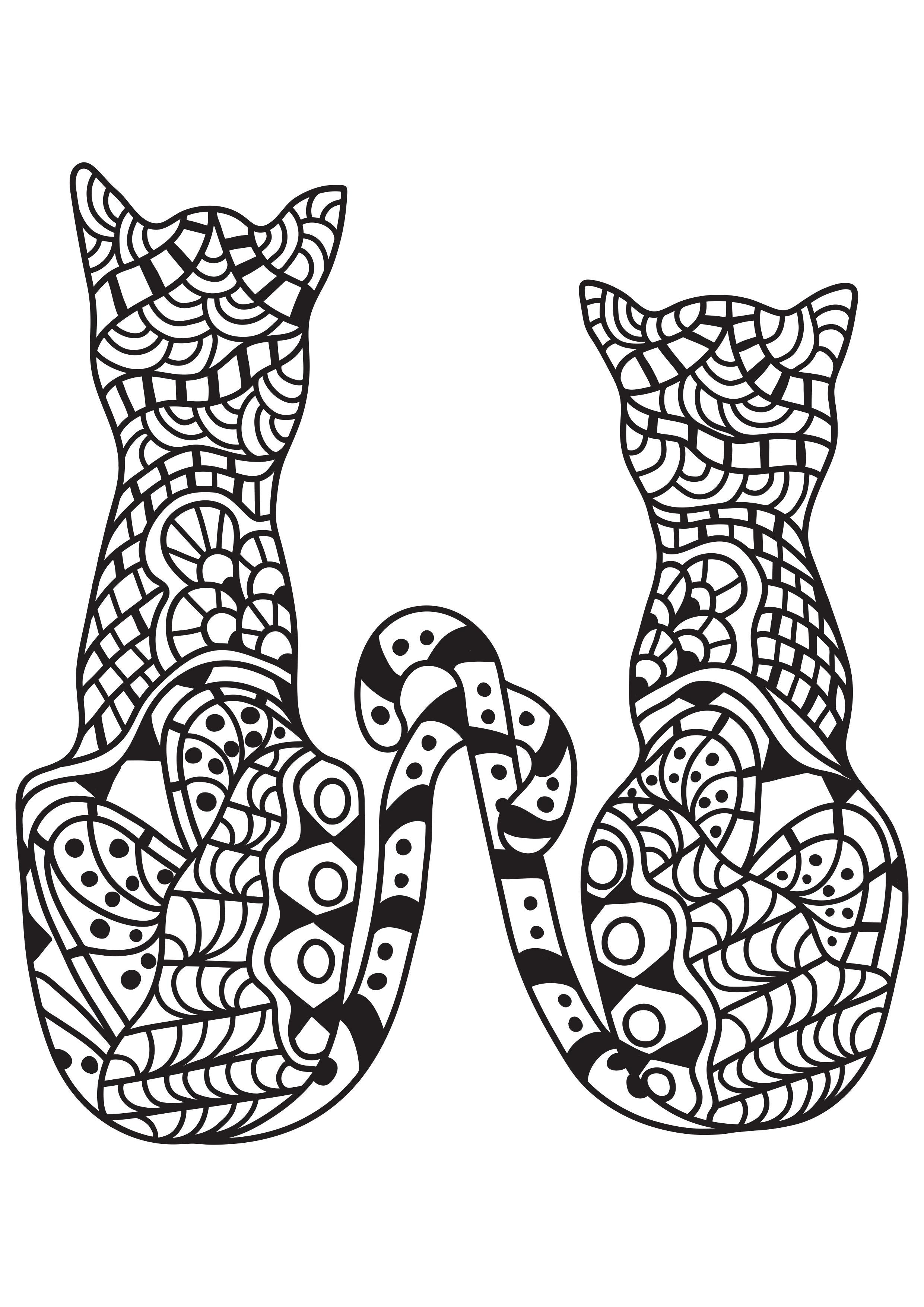 2 katter Fargeleggingsbilde 2 katter