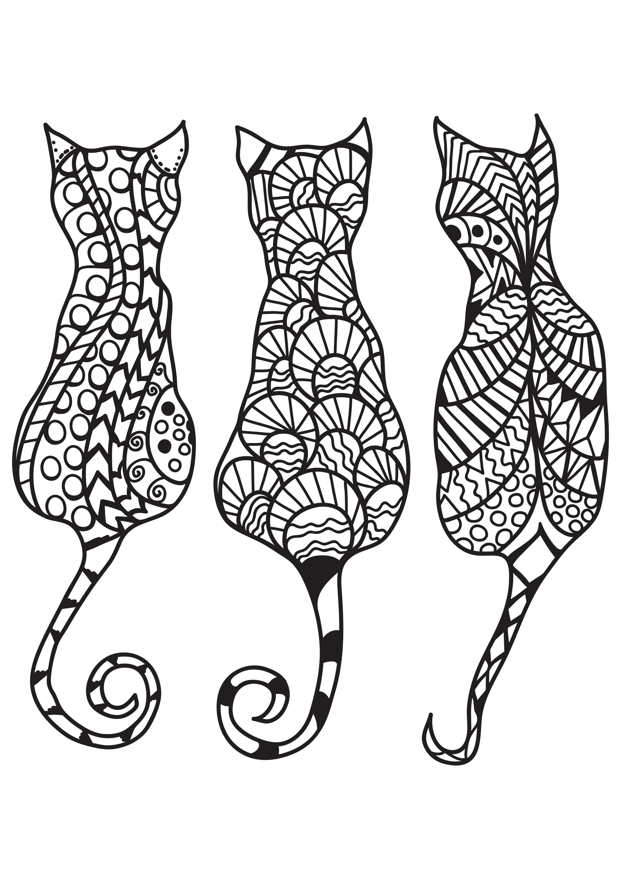 Fargeleggingsbilde 3 katter