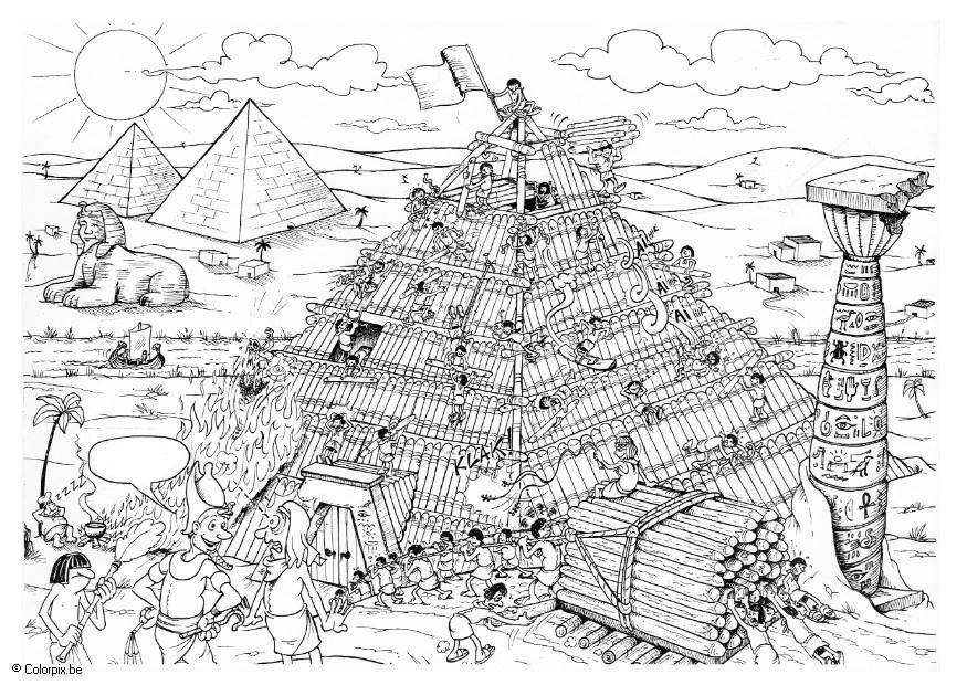 A¥ bygge en pyramide Fargeleggingsbilde A¥ bygge en pyramide