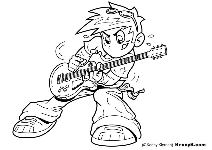 Fargeleggingsbilde A¥ spille gitar