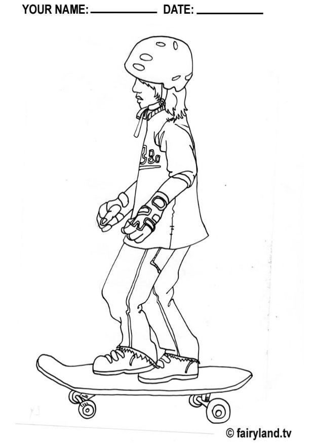 Fargeleggingsbilde A¥ stA¥ pA¥ skateboard