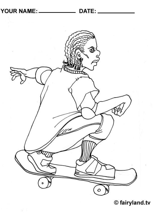 Fargeleggingsbilde A¥ stA¥ pA¥ skateboard