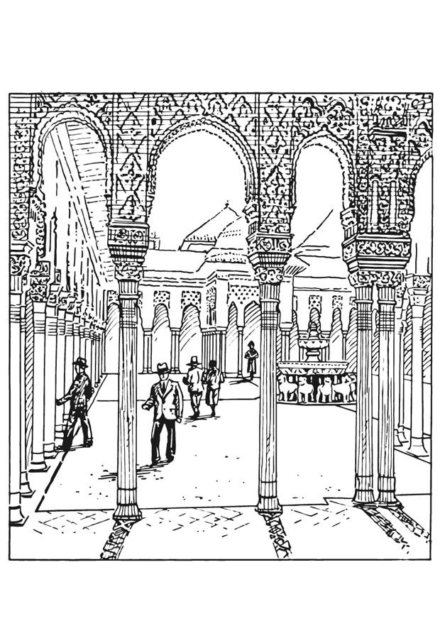 Fargeleggingsbilde alhambra, spania