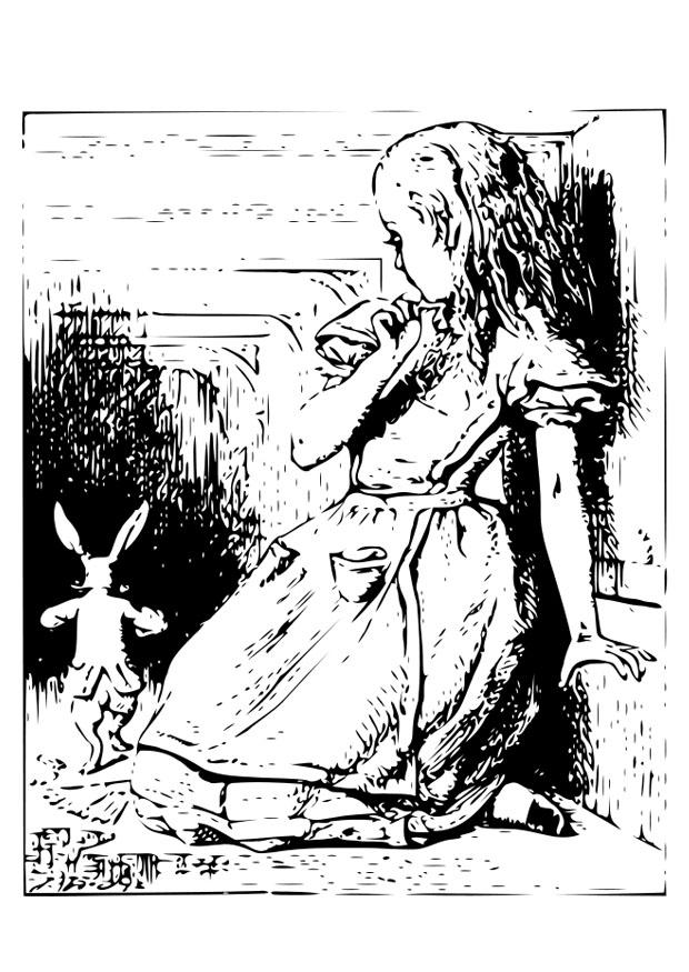 alice in wonderland - i tunnellen Fargeleggingsbilde alice in wonderland - i tunnellen