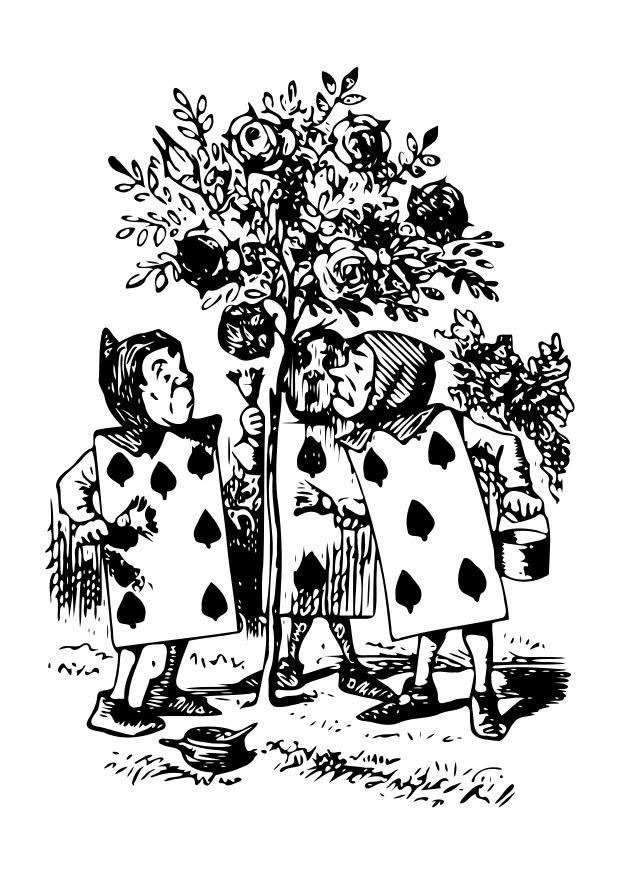 alice in wonderland - levende kort Fargeleggingsbilde alice in wonderland - levende kort