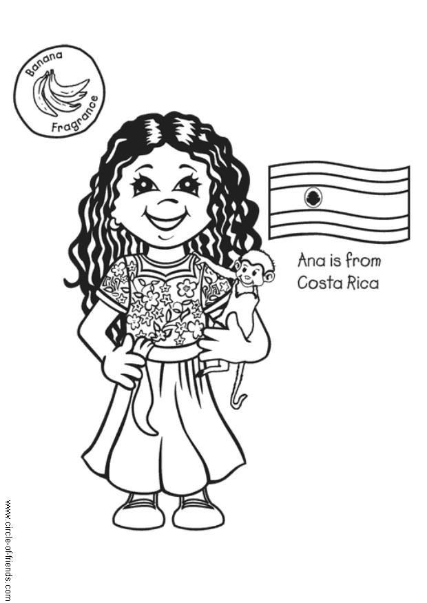 Fargeleggingsbilde ana fra costa rica