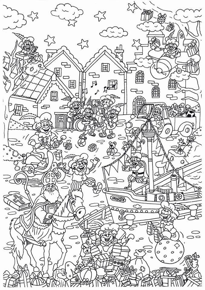 ankomst sinterklaas Fargeleggingsbilde ankomst sinterklaas