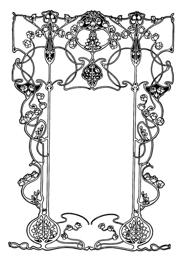 Fargeleggingsbilde art nouveau ramme